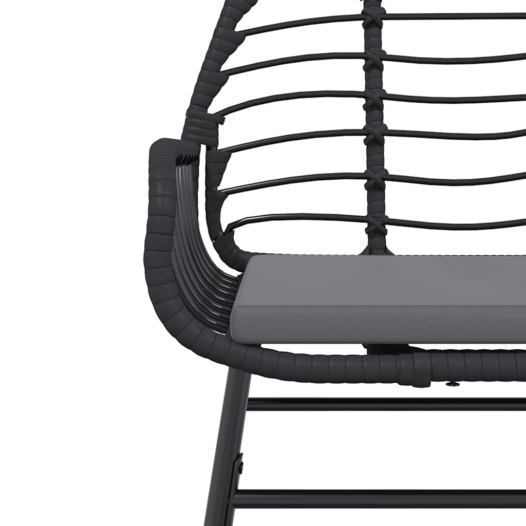 5-Tlg. Garten-Essgruppe Mit Kissen Schwarz Poly Rattan Glas