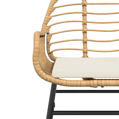 7-tlg. Garten-Essgruppe mit Kissen Braun Poly Rattan Glas