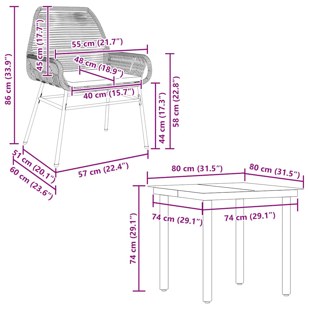5-tlg. Garten-Essgruppe mit Kissen Schwarz Poly Rattan Glas