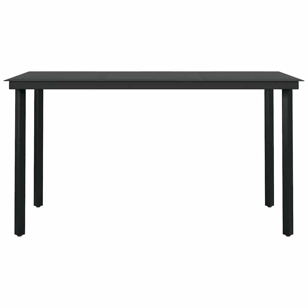5-tlg. Garten-Essgruppe mit Kissen Schwarz Poly Rattan Glas