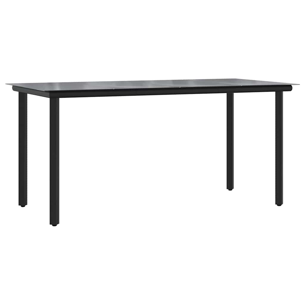 7-tlg. Garten-Essgruppe mit Kissen Schwarz Poly Rattan Glas