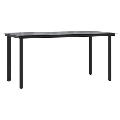 7-tlg. Garten-Essgruppe mit Kissen Schwarz Poly Rattan Glas