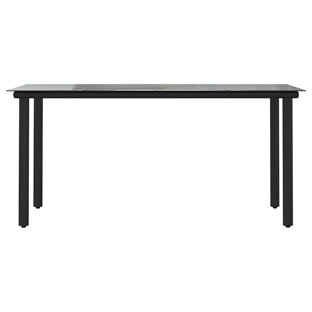 7-tlg. Garten-Essgruppe mit Kissen Schwarz Poly Rattan Glas