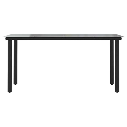 7-tlg. Garten-Essgruppe mit Kissen Schwarz Poly Rattan Glas