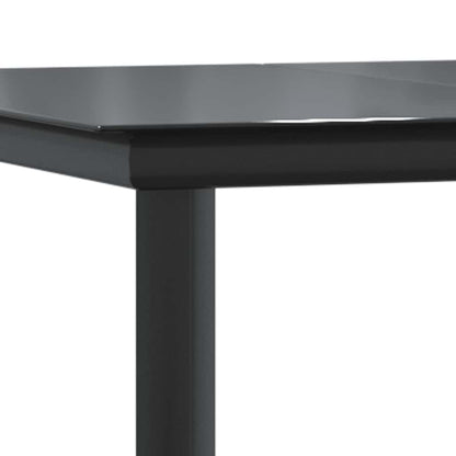 9-tlg. Garten-Essgruppe mit Kissen Schwarz Poly Rattan Glas