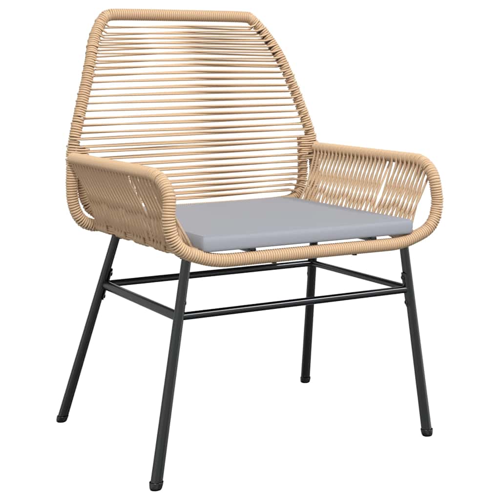 3-tlg. Garten-Essgruppe mit Kissen Braun Poly Rattan Glas
