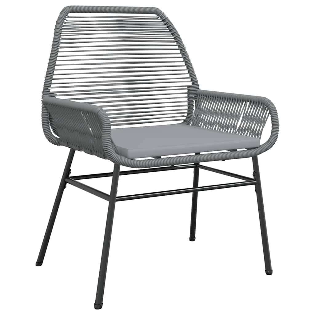3-tlg. Garten-Essgruppe mit Kissen Grau Poly Rattan Glas
