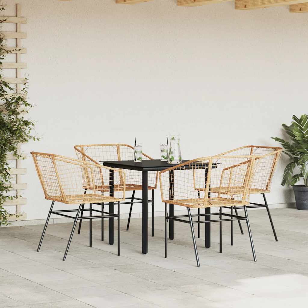 5-teiliges Garten-Esszimmerset Braunes Polyrattanglas