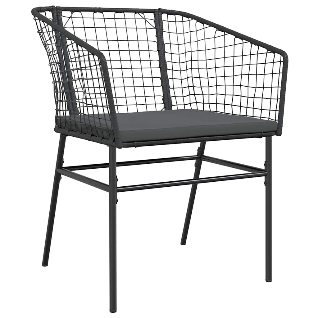 3-tlg. Garten-Essgruppe mit Kissen Schwarz Poly Rattan Glas