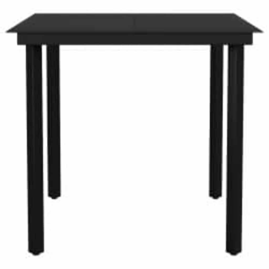 3-tlg. Garten-Essgruppe mit Kissen Schwarz Poly Rattan Glas