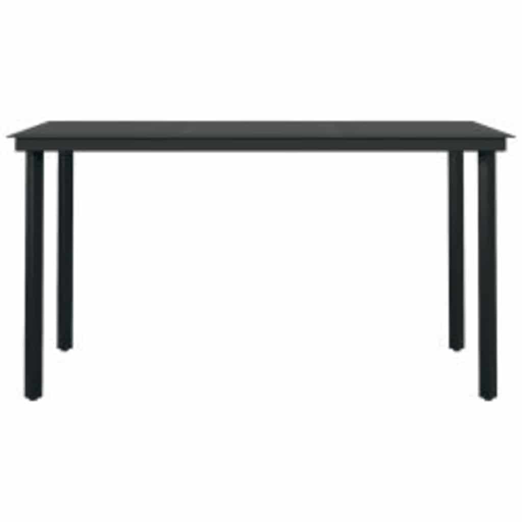 5-tlg. Garten-Essgruppe mit Kissen Schwarz Poly Rattan Glas