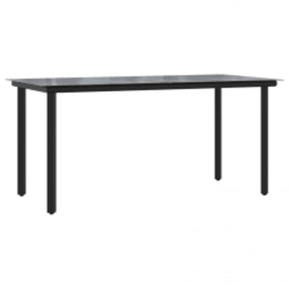 5-tlg. Garten-Essgruppe mit Kissen Schwarz Poly Rattan Glas