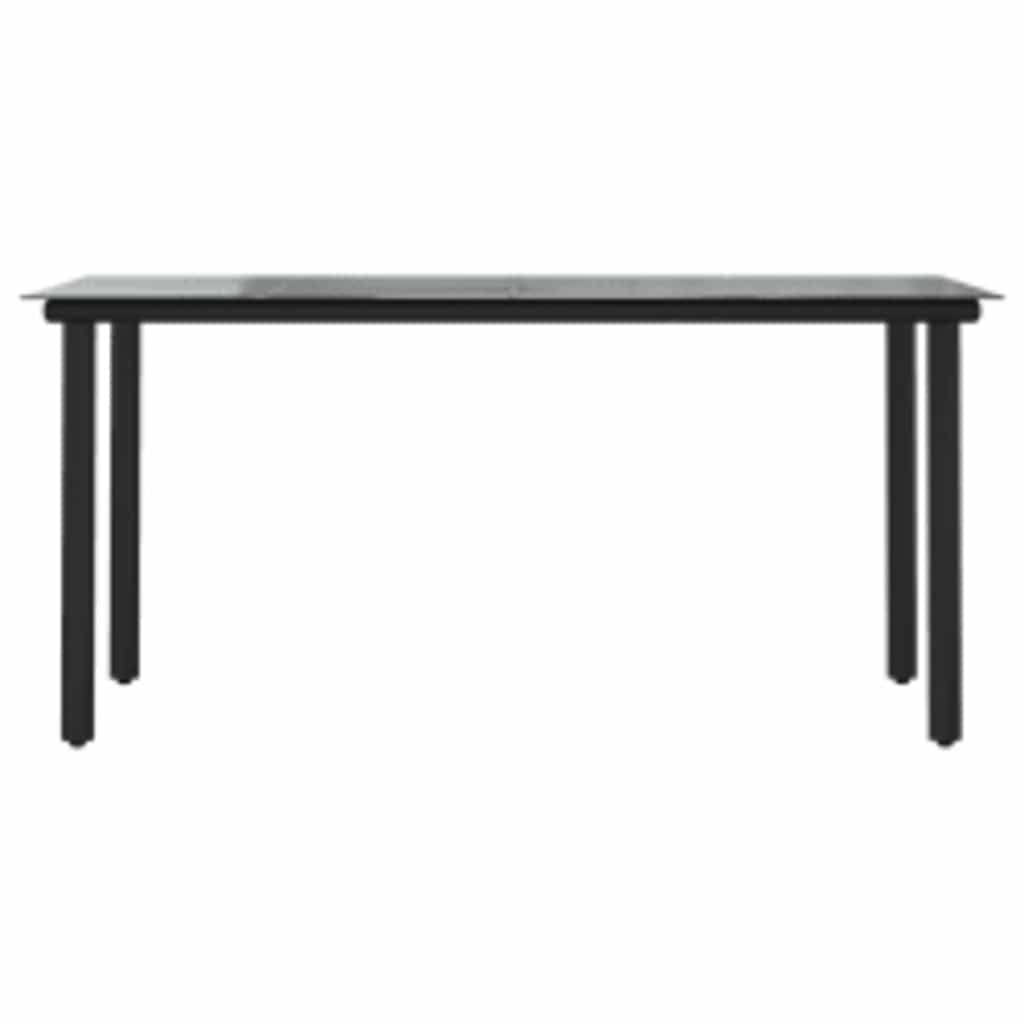 7-tlg. Garten-Essgruppe mit Kissen Schwarz Poly Rattan Glas
