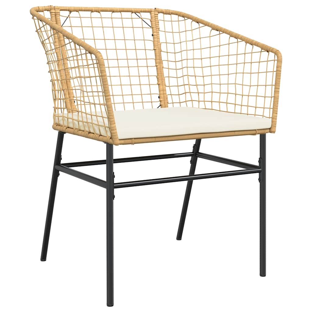 5-tlg. Garten-Essgruppe mit Kissen Braun Poly Rattan Glas
