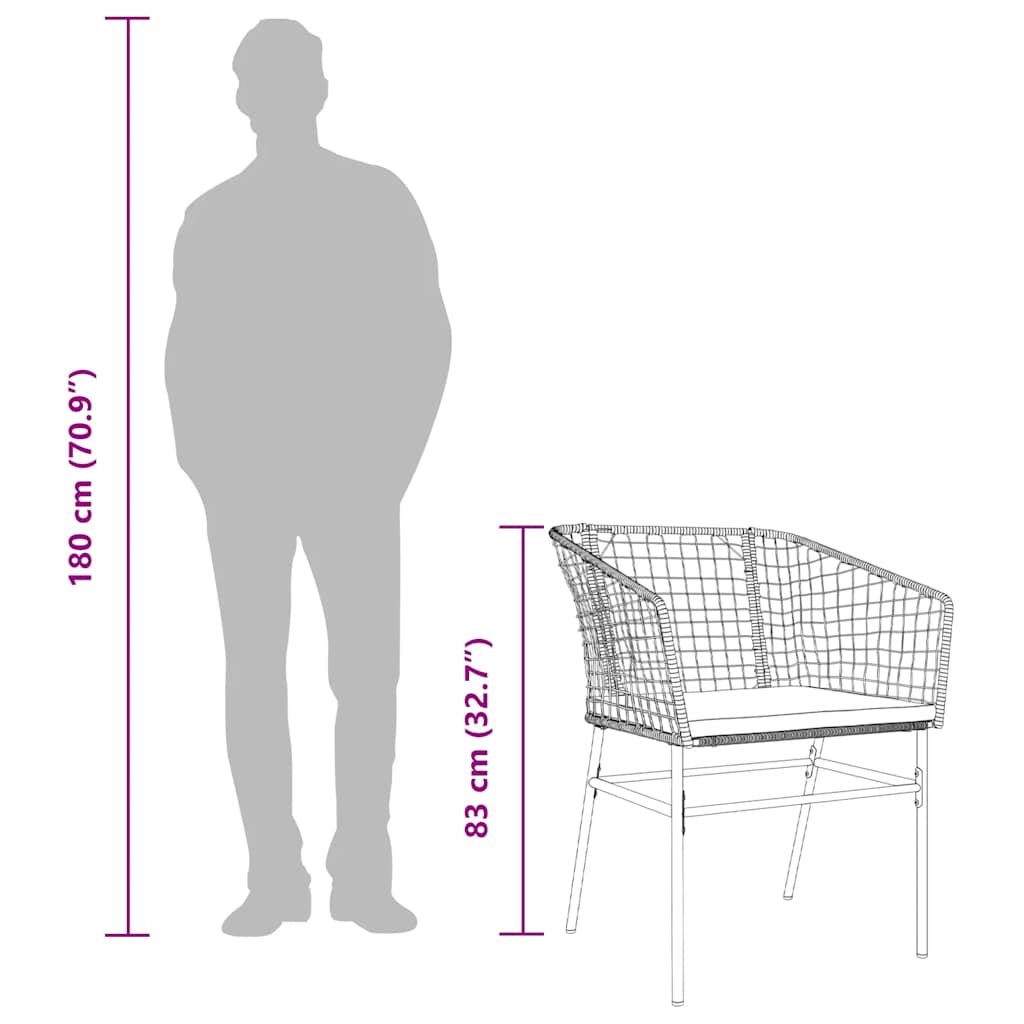 7-tlg. Garten-Essgruppe mit Kissen Braun Poly Rattan Glas