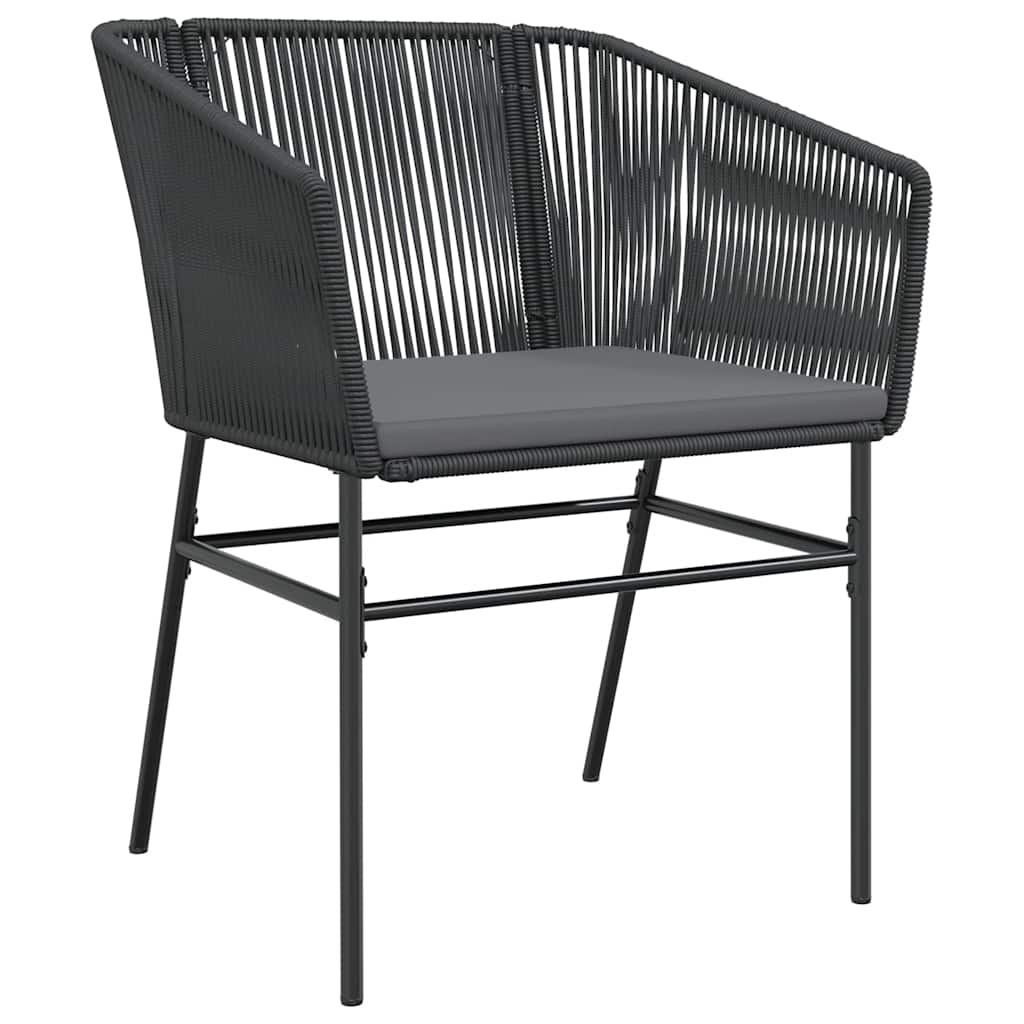 3-tlg. Garten-Essgruppe mit Kissen Schwarz Poly Rattan Glas