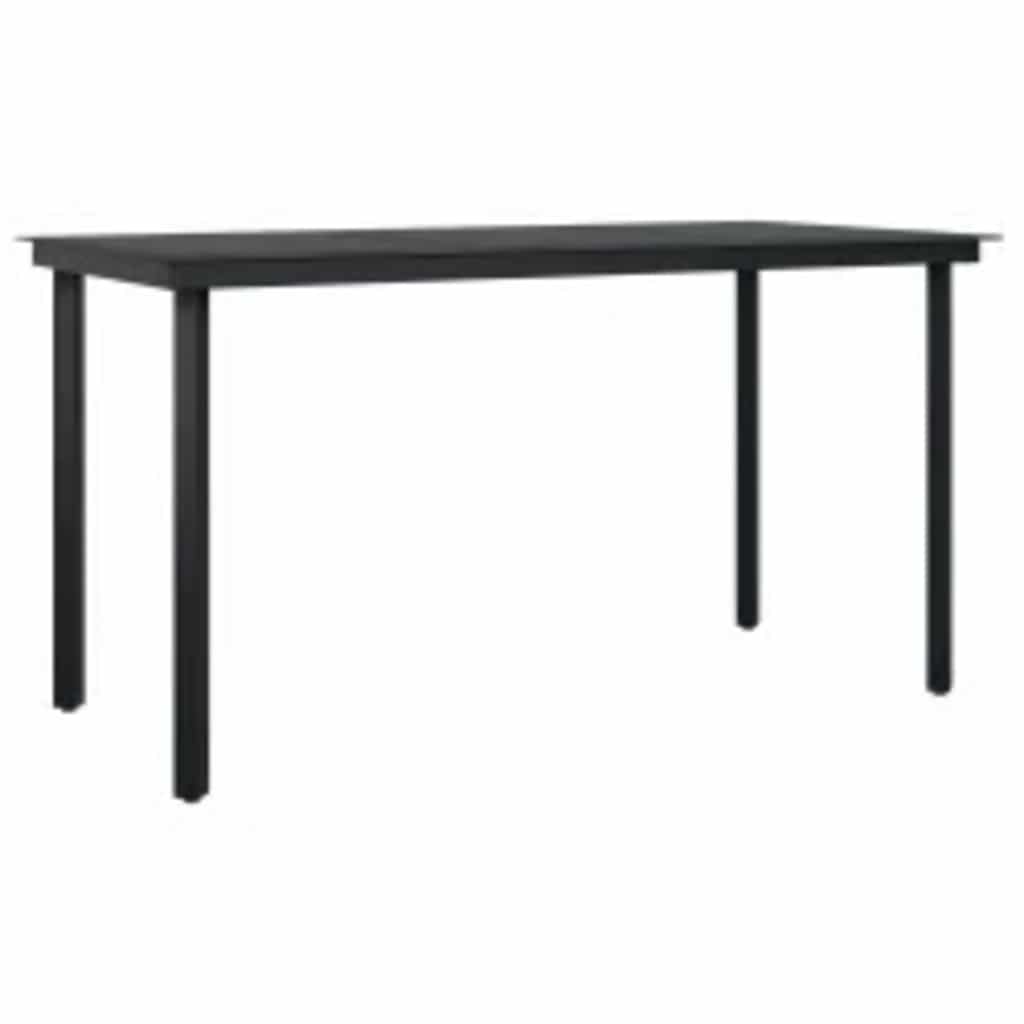 5-tlg. Garten-Essgruppe mit Kissen Schwarz Poly Rattan Glas
