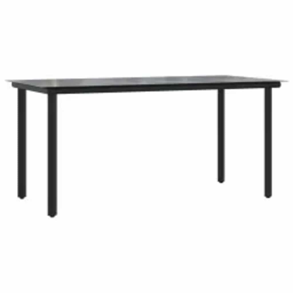 5-tlg. Garten-Essgruppe mit Kissen Schwarz Poly Rattan Glas