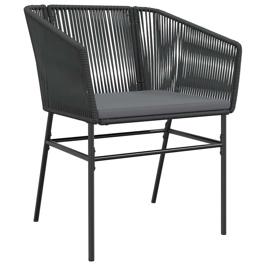 5-tlg. Garten-Essgruppe mit Kissen Schwarz Poly Rattan Glas