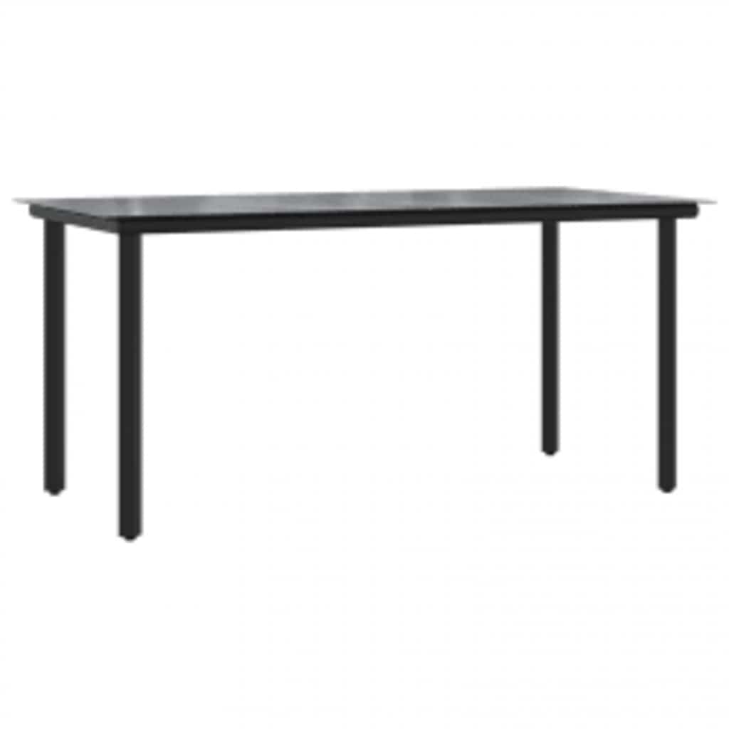 7-tlg. Garten-Essgruppe mit Kissen Schwarz Poly Rattan Glas