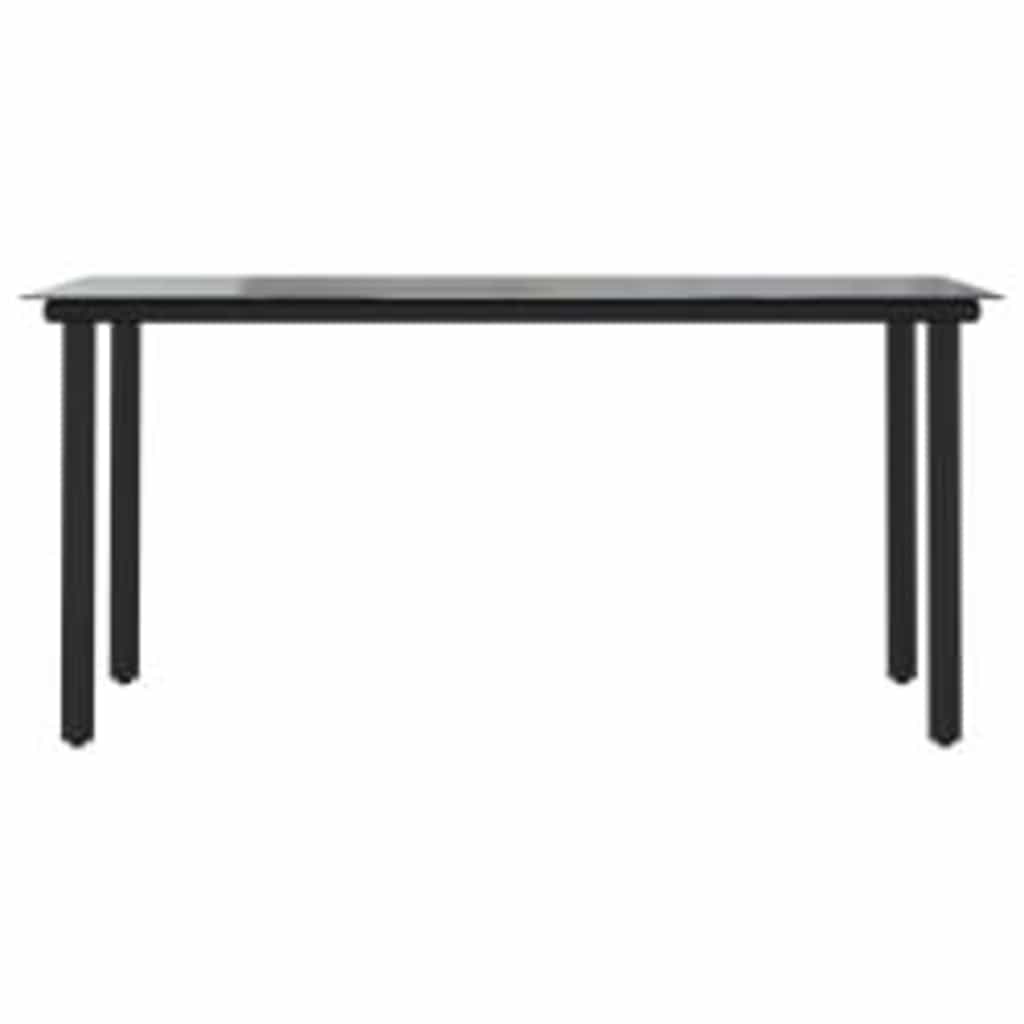 7-tlg. Garten-Essgruppe mit Kissen Schwarz Poly Rattan Glas