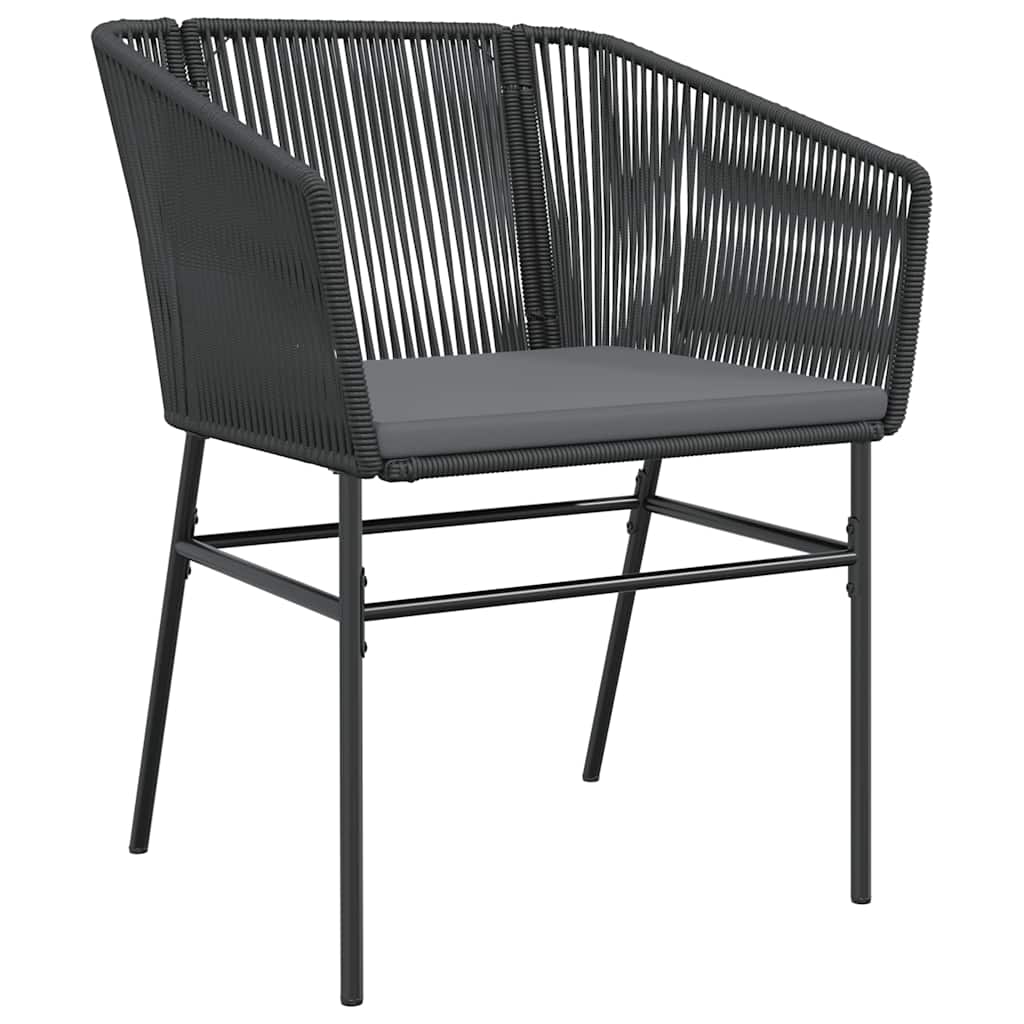 7-tlg. Garten-Essgruppe mit Kissen Schwarz Poly Rattan Glas