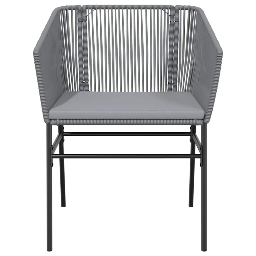 5-tlg. Garten-Essgruppe mit Kissen Grau Poly Rattan Glas