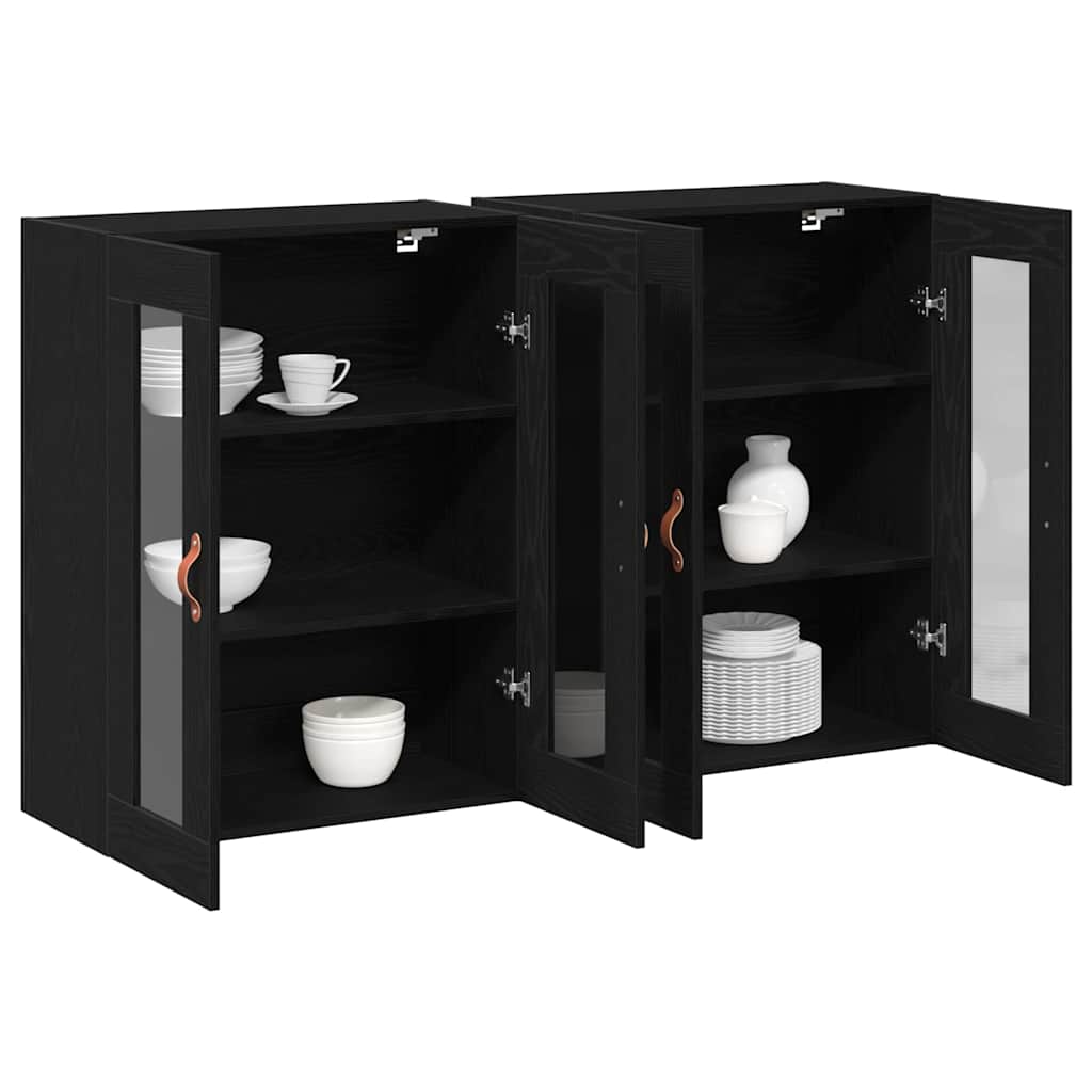 Wandschränke 2 stk. Schwarz Eichen-Optik 69,5 x 34 x 90 cm
