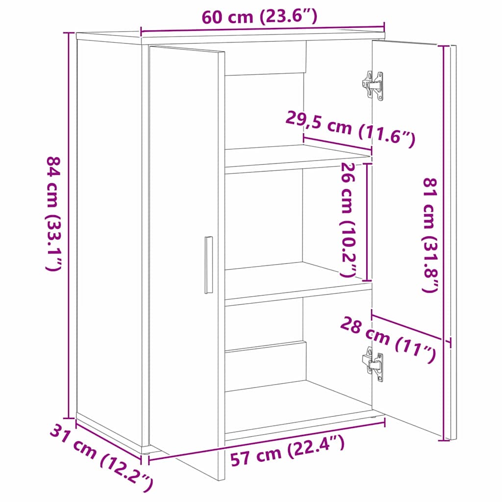 Sideboard 2 stk. Altholz 60 x 31 x 84 cm Holzwerkstoff