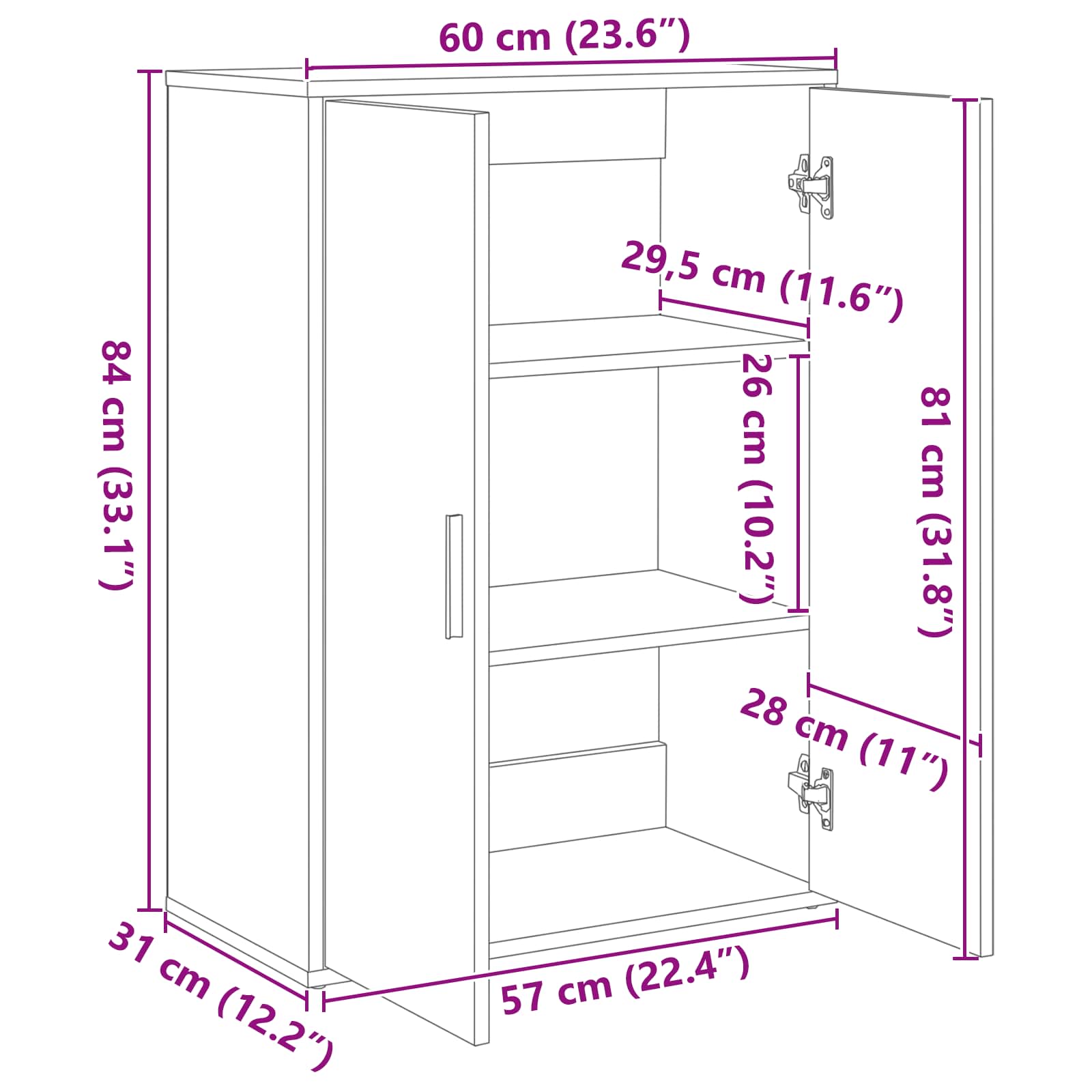 Sideboard 2 stk. Altholz 60 x 31 x 84 cm Holzwerkstoff