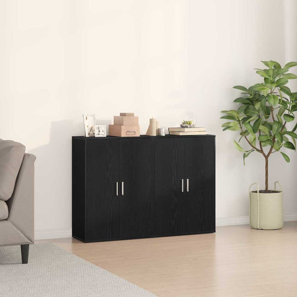 Sideboard 2 stk. Schwarz Eichen-Optik 60 x 31 x 84 cm