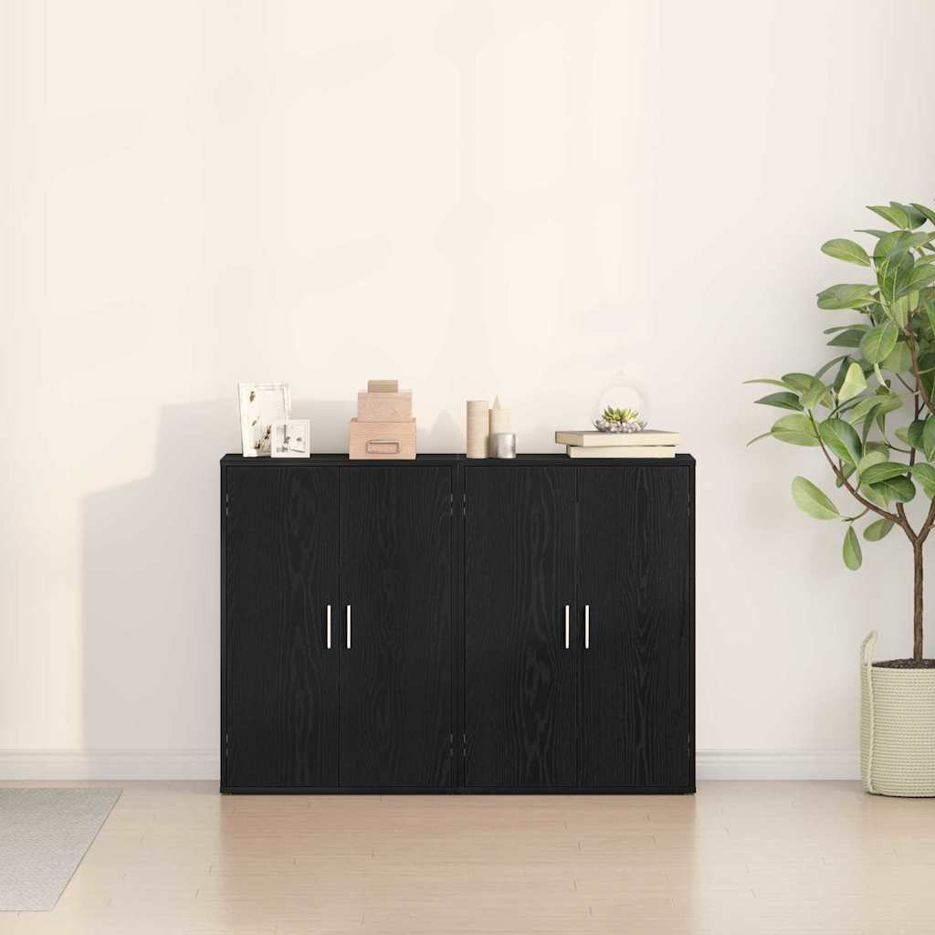 Sideboard 2 stk. Schwarz Eichen-Optik 60 x 31 x 84 cm