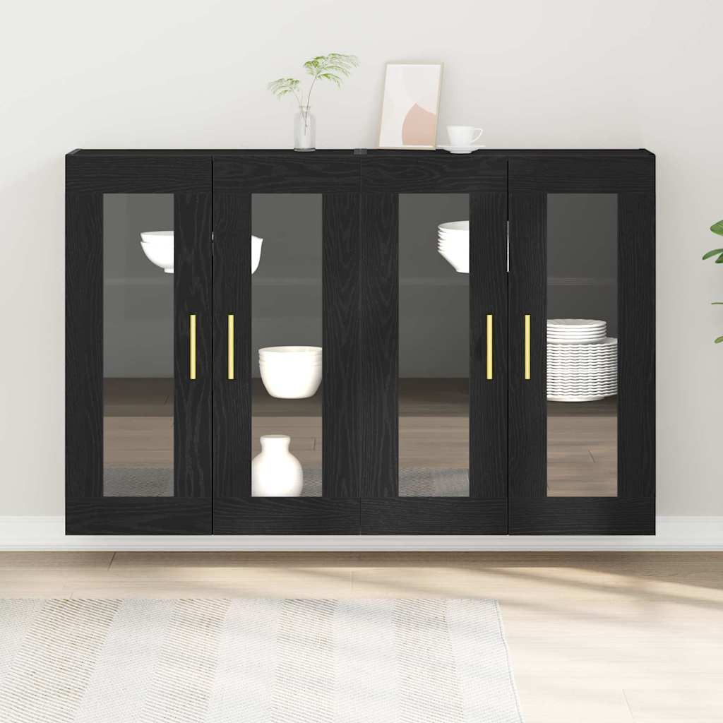 Wandschränke 2 stk. Schwarz Eichen-Optik 69,5 x 34 x 90 cm