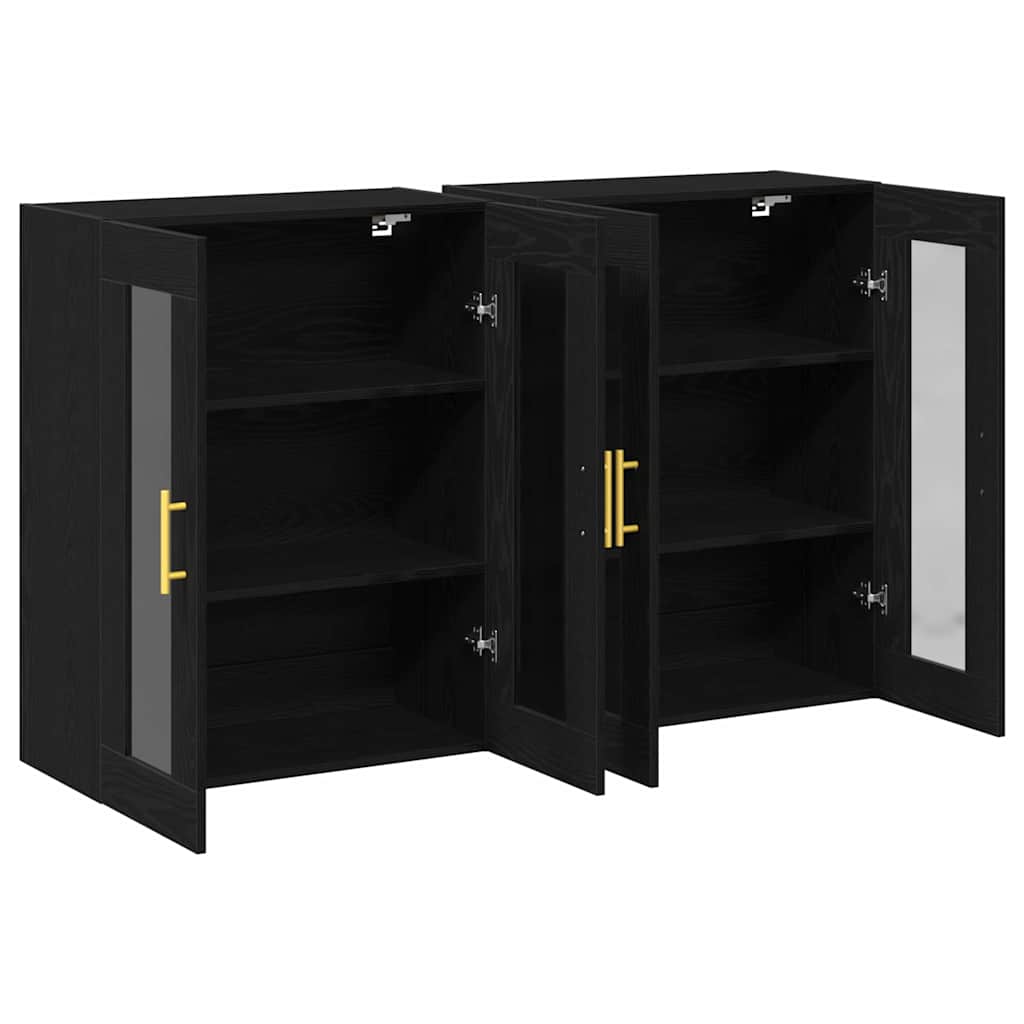 Wandschränke 2 stk. Schwarz Eichen-Optik 69,5 x 34 x 90 cm