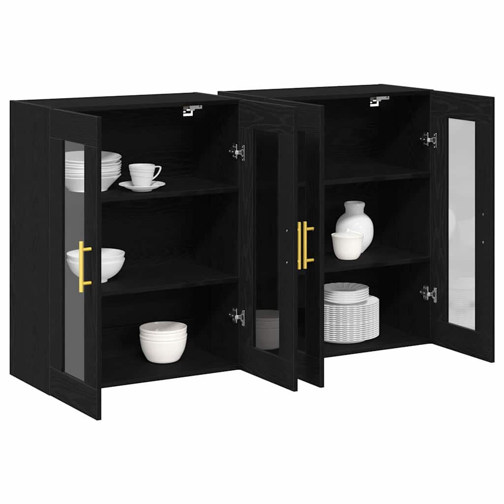 Wandschränke 2 stk. Schwarz Eichen-Optik 69,5 x 34 x 90 cm
