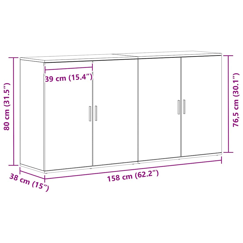 Sideboard 2 pcs Altholz 79 x 38 x 80 cm Holzwerkstoff