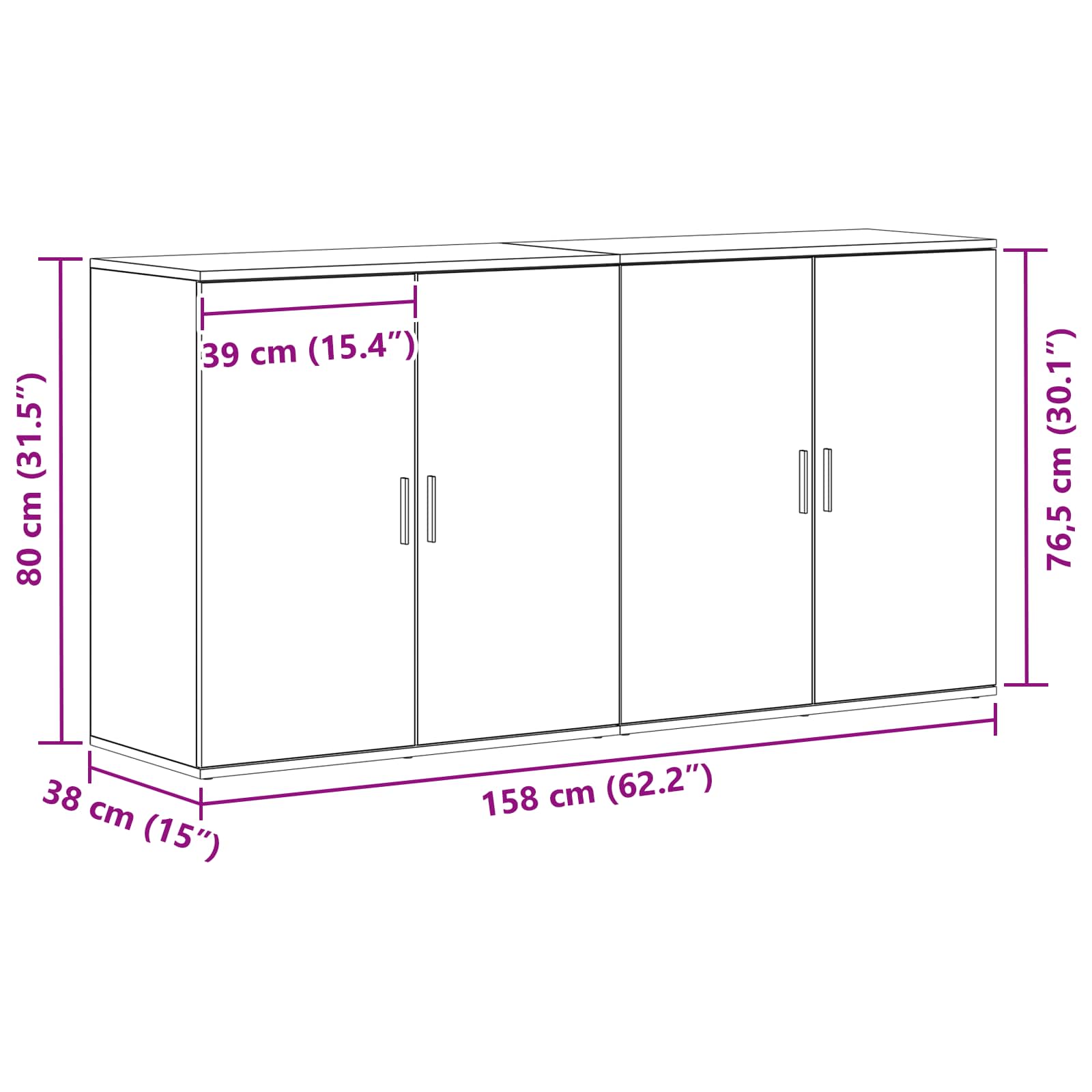 Sideboard 2 pcs Altholz 79 x 38 x 80 cm Holzwerkstoff