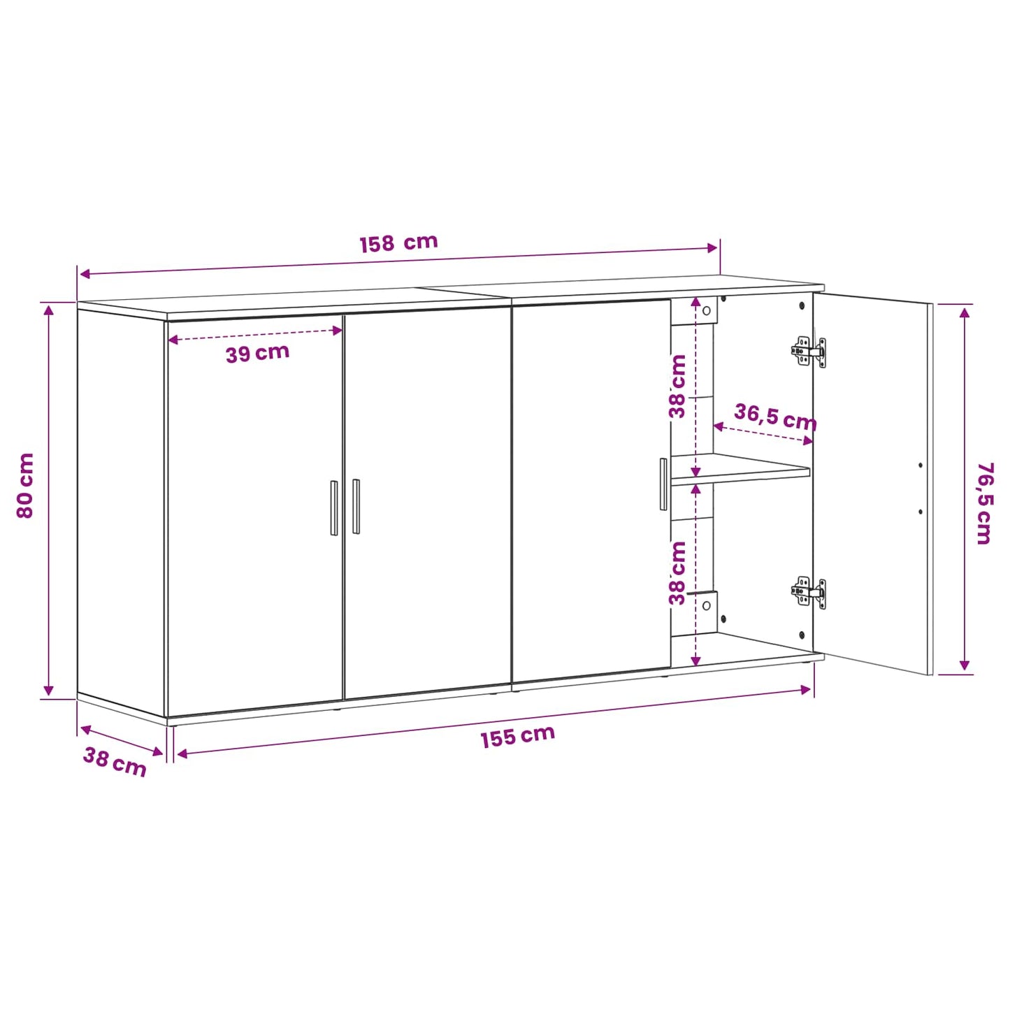 Sideboard 2 stk. Artisan-Eiche 79 x 38 x 80 cm Holzwerkstoff