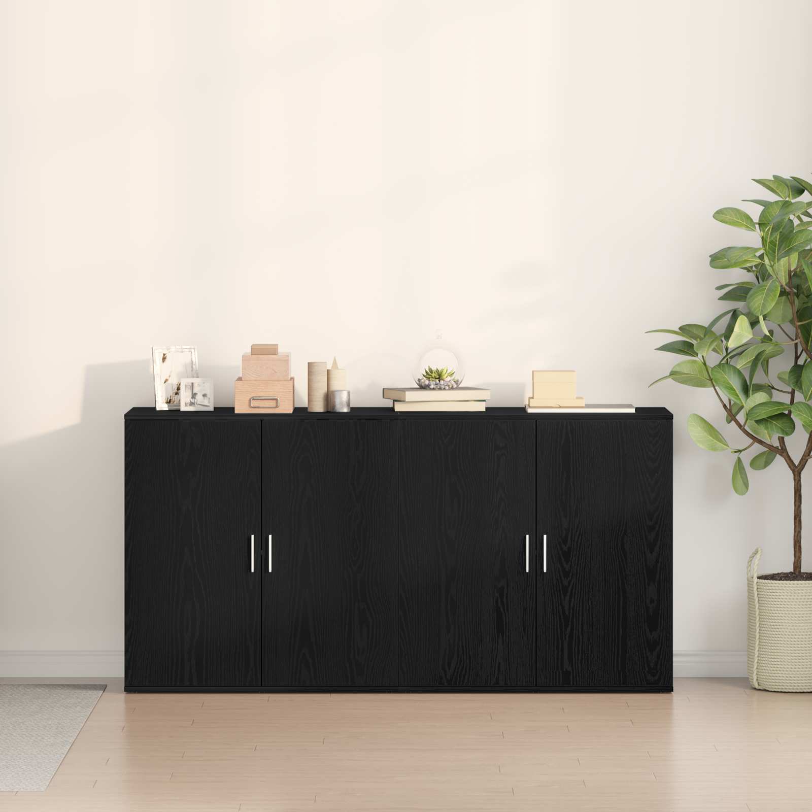 Sideboard 2 stk. Schwarz Eichen-Optik 79 x 38 x 80 cm