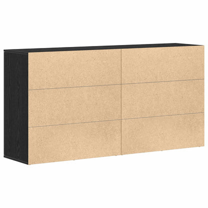 Sideboard 2 stk. Schwarz Eichen-Optik 79 x 38 x 80 cm