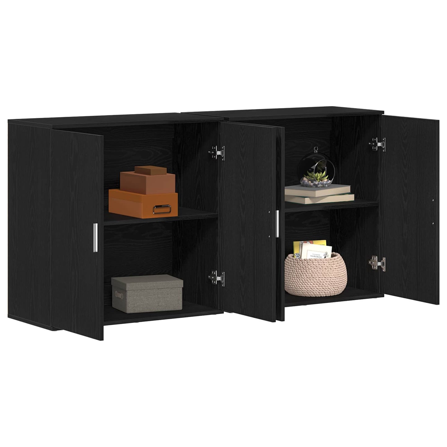 Sideboard 2 stk. Schwarz Eichen-Optik 79 x 38 x 80 cm