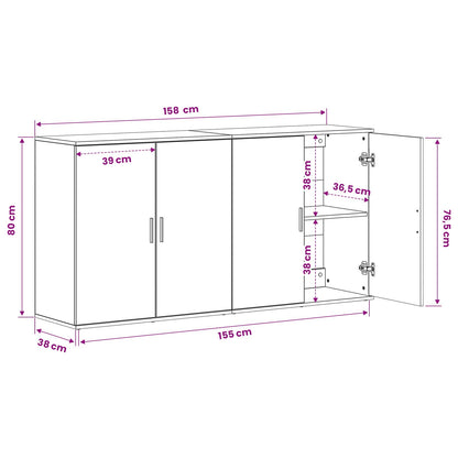 Sideboard 2 stk. Schwarz Eichen-Optik 79 x 38 x 80 cm
