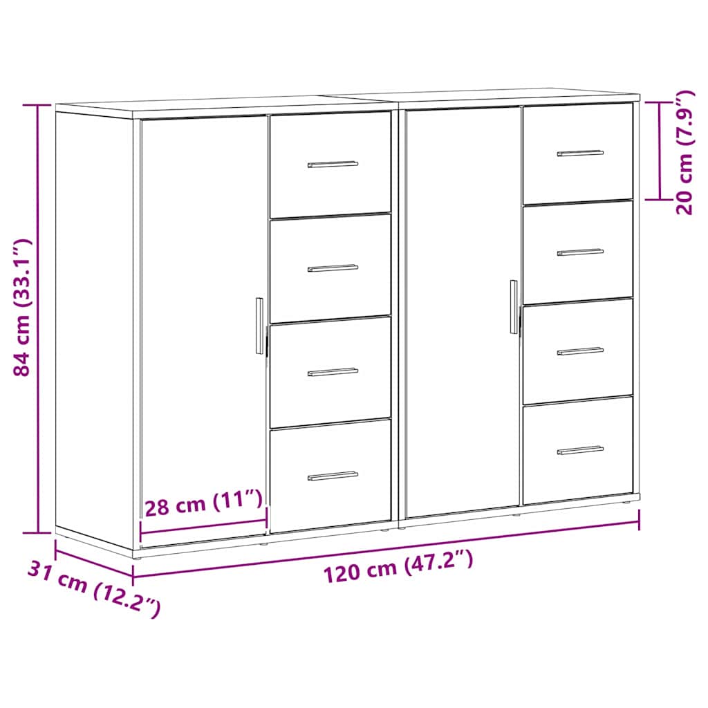 Sideboard 2 stk. Altholz 60 x 31 x 84 cm Holzwerkstoff