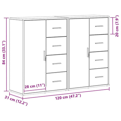 Sideboard 2 stk. Artisan-Eiche 60 x 31 x 84 cm Holzwerkstoff