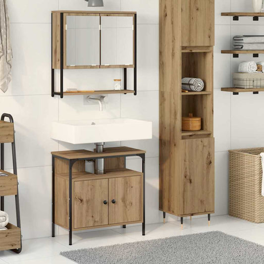 Badezimmermöbel-Set mit Regal mit Tür 2 pcs Braun Holzwerkstoff