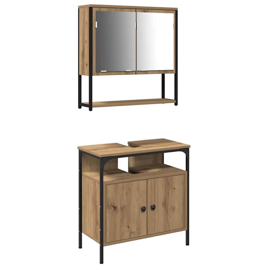 Badezimmermöbel-Set 2 stk. Braun 60 x 30 x 60 cm Holzwerkstoff