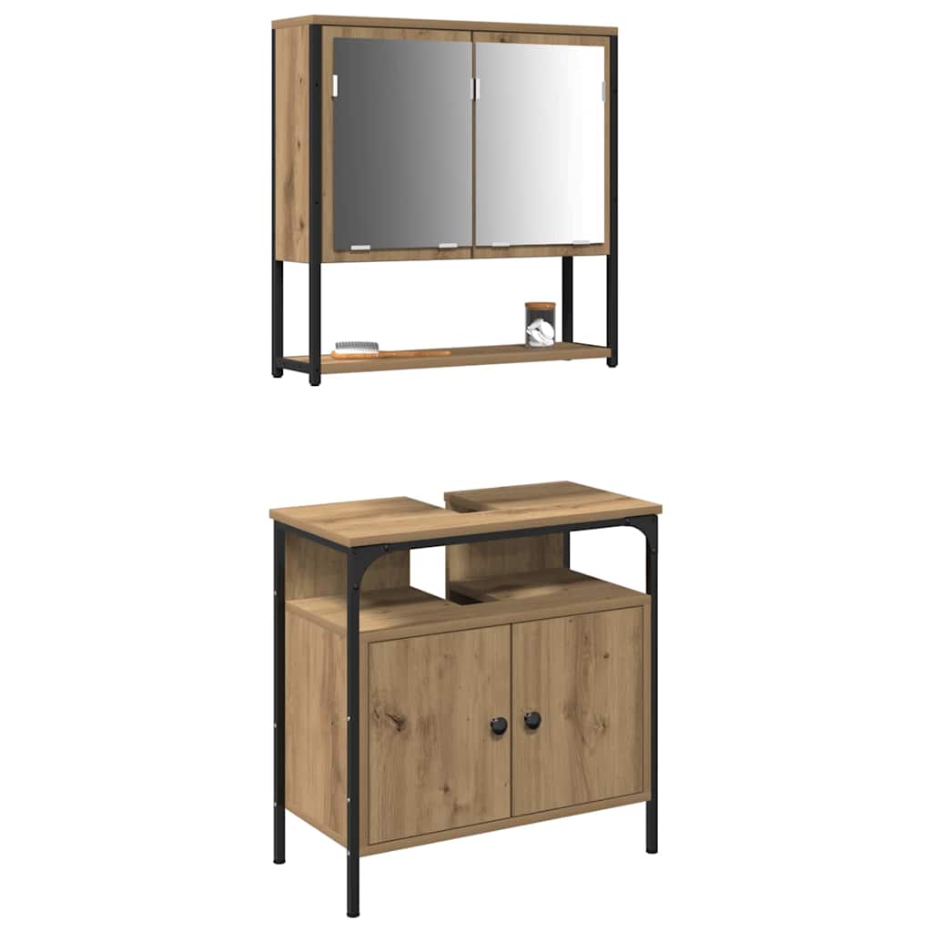Badezimmermöbel-Set 2 stk. Braun 60 x 30 x 60 cm Holzwerkstoff