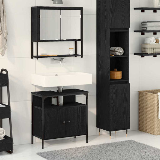 Badezimmermöbel-Set 2 stk. Schwarz 60 x 30 x 60 cm