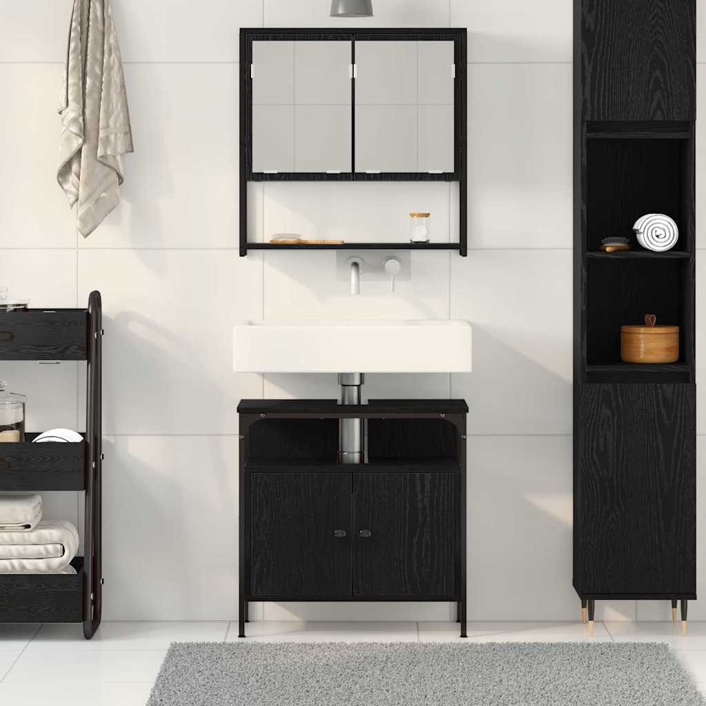 Badezimmermöbel-Set 2 stk. Schwarz 60 x 30 x 60 cm