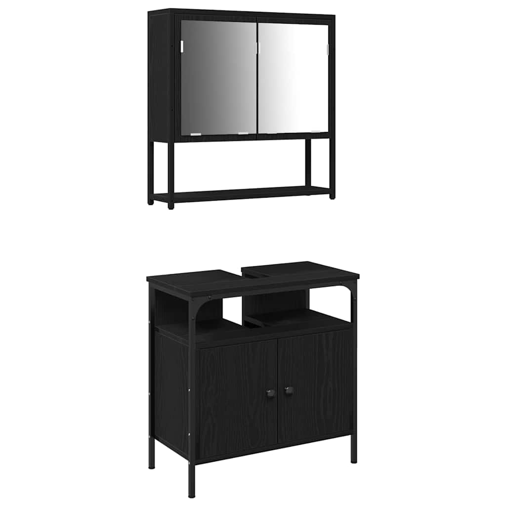Badezimmermöbel-Set 2 stk. Schwarz 60 x 30 x 60 cm